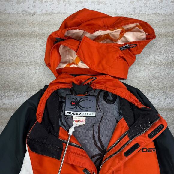 Vintage 90s Spyder Windbreaker Ski Jacket Mens XL Burnt Orange Black Full Zip - Picture 5 of 11
